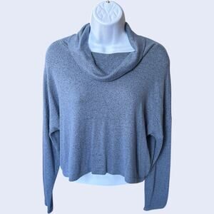 Gaze S Y2K Cowl Neck Sweater Blue Minimalist Relaxed Fit